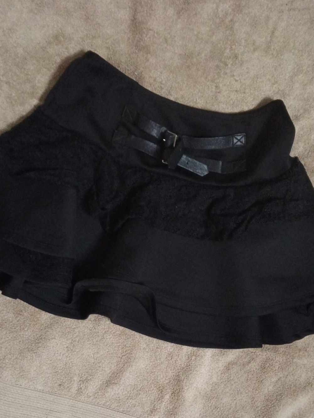 Hot Topic Black Layered Mini Skirt with Decorative Belt